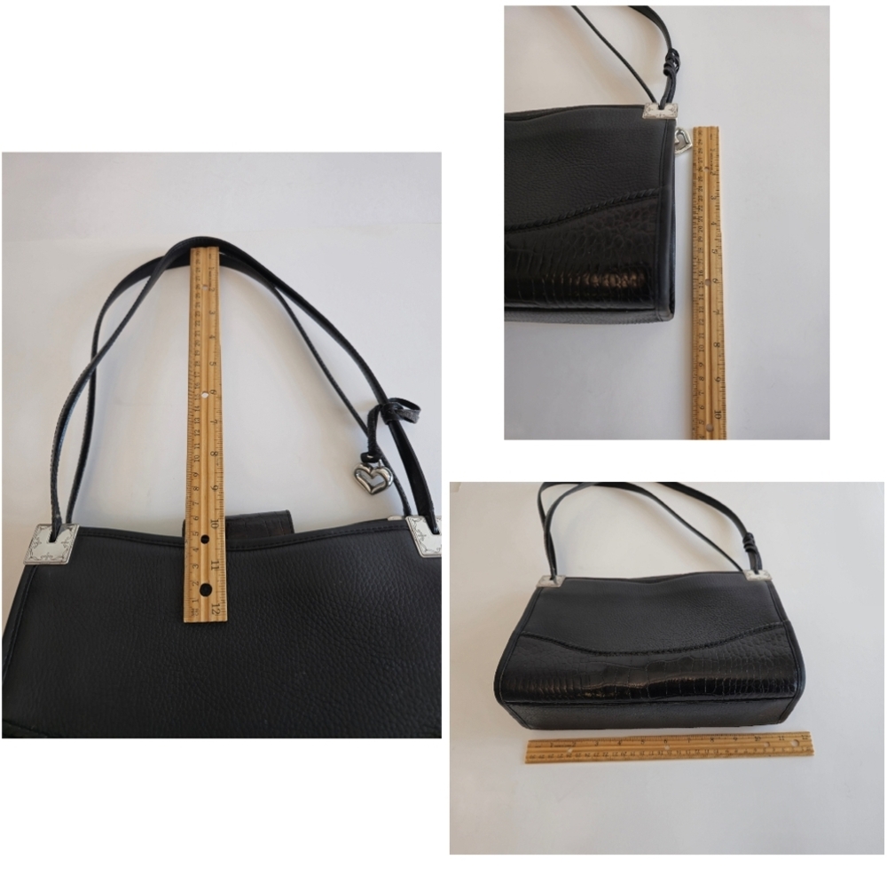 Brighton Vintage Handbag Shoulder Bag Black Brown Croc Leather - Picture 14 of 16